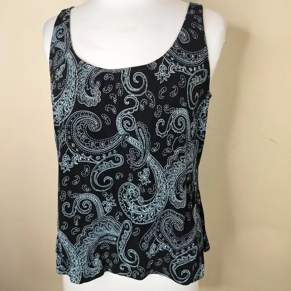 Alex Evenings‎ Jacket + Tank Set Paisley Floral Shimmer